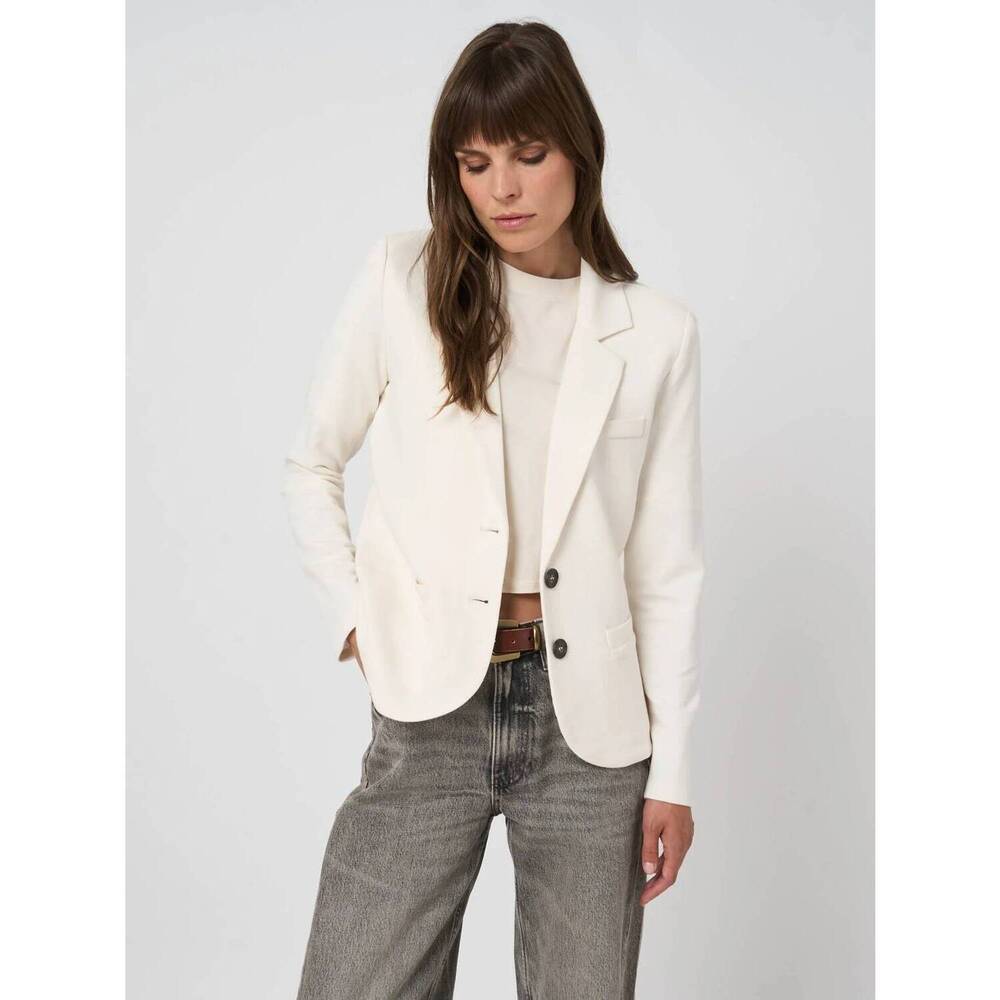 NEW REPEAT CASHMERE tailored french terry sweatshirt blazer in ivory